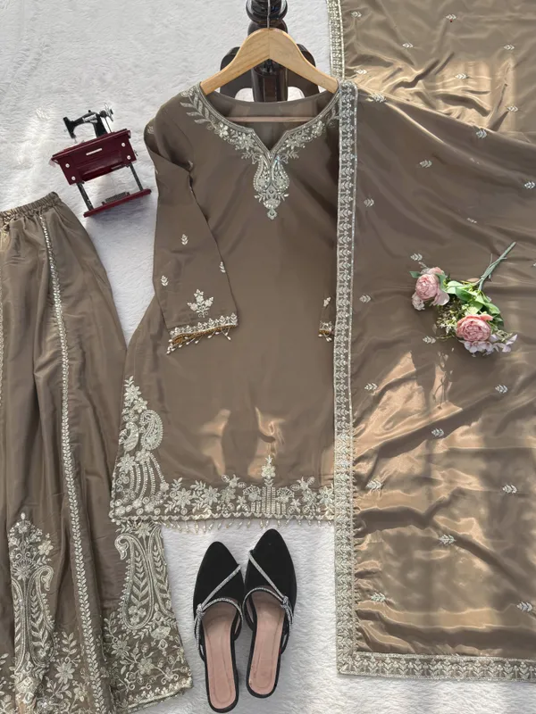 Heavy_Natural_Crepe_Silk_3_Piece_Readymade_Sharara_Top_Set_Grey
