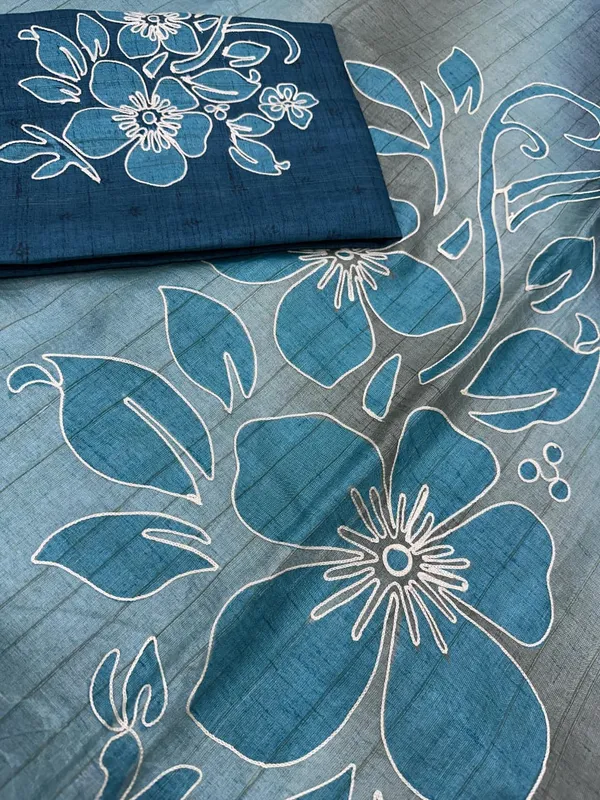 Linen_Cotton_Coorg_Saree_With_Kantha_Hand_Position_Work_Sky_Blue