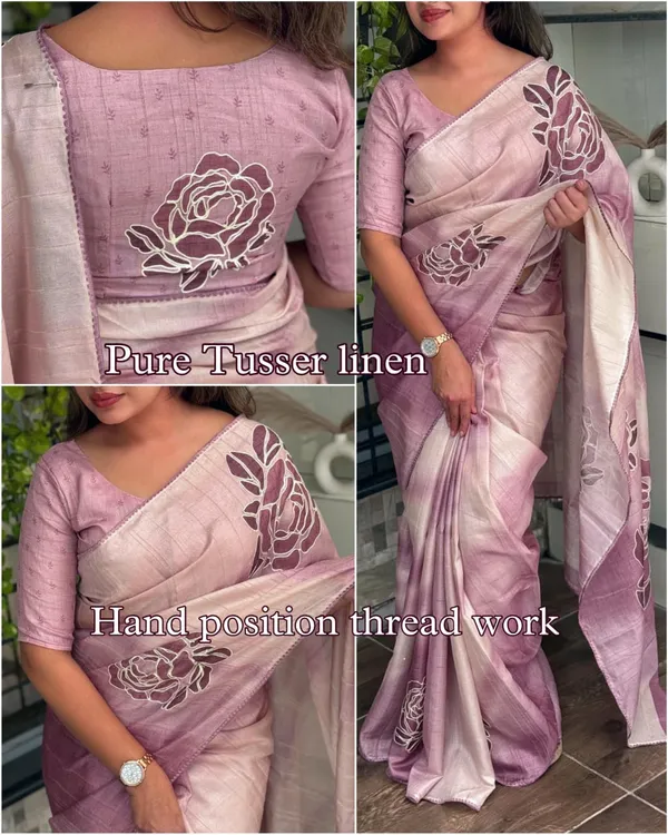 Linen_Cotton_Coorg_Saree_With_Kantha_Hand_Position_Work_Dusty_Pink