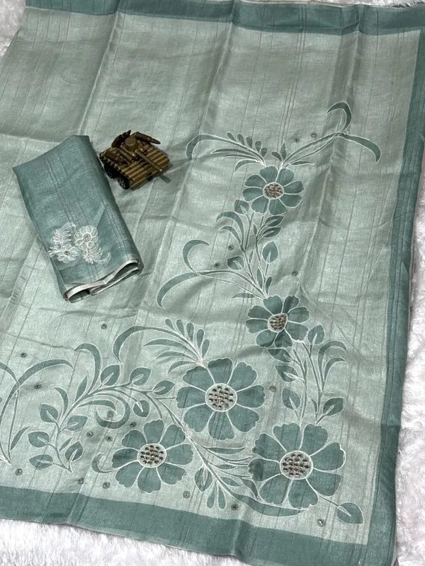 Linen_Cotton_Coorg_Saree_With_Kantha_Hand_Position_Work_Teal