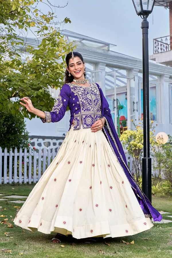 Pure_Tissue_Silk_Embroidered_Lehenga_Choli_Set_Blue