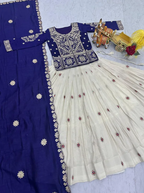 Pure_Tissue_Silk_Embroidered_Lehenga_Choli_Set_Red