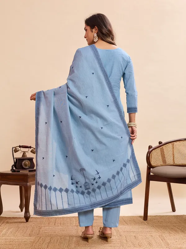 Sky_Blue_Embroidered_Cotton_Kurta_Pant_Set_With_Bird_Motif_Dupatta