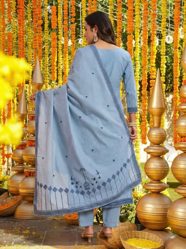 Sky_Blue_Embroidered_Cotton_Kurta_Pant_Set_With_Bird_Motif_Dupatta