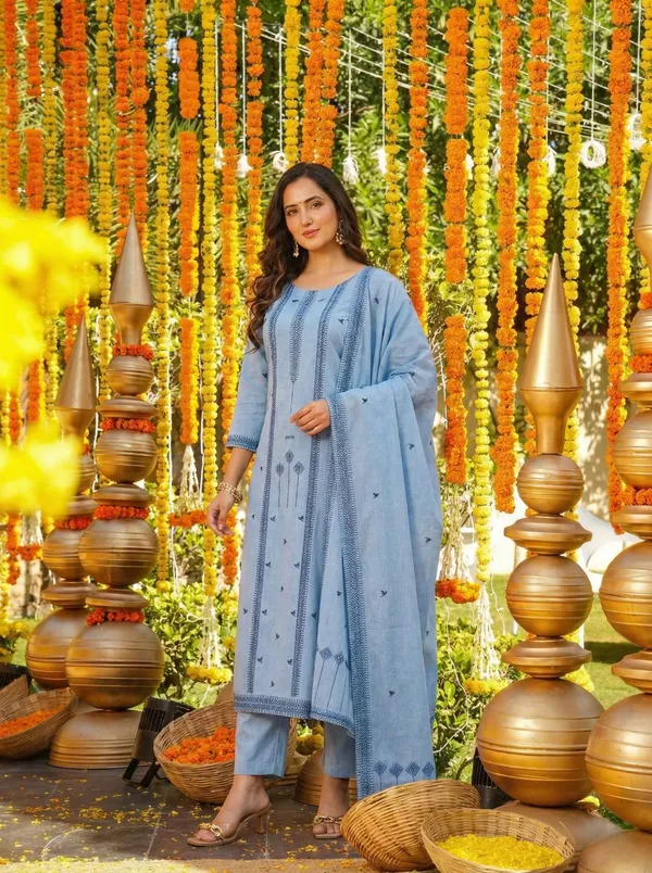 Sky_Blue_Embroidered_Cotton_Kurta_Pant_Set_With_Bird_Motif_Dupatta