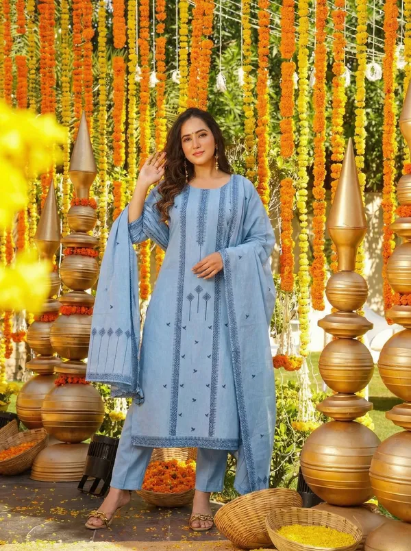 Sky_Blue_Embroidered_Cotton_Kurta_Pant_Set_With_Bird_Motif_Dupatta