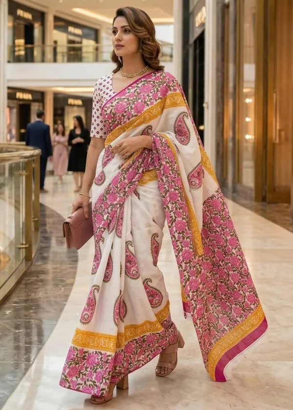 Rajeshtani_Hand_Block_Printed_Design_Lunching_Off_White