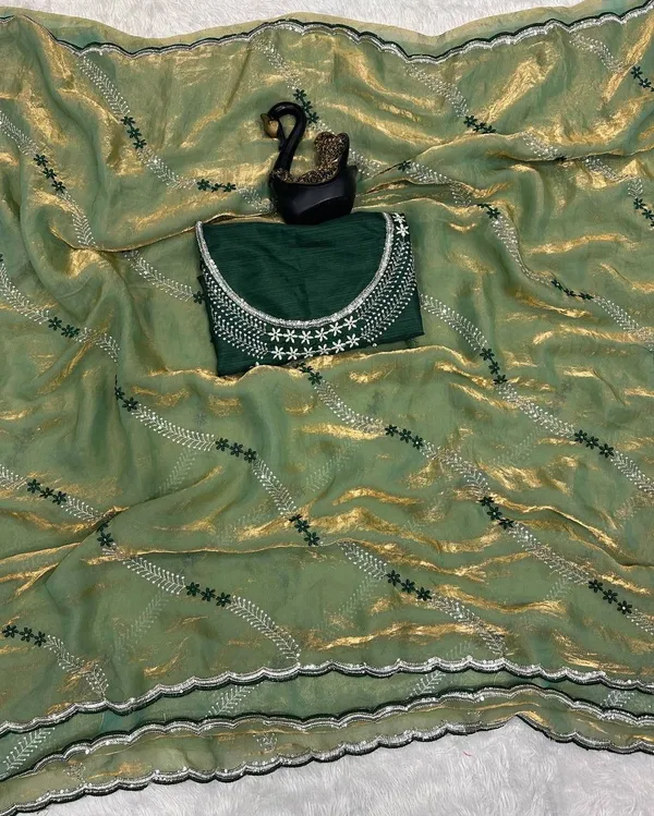 Tremendous_Peach_Sequence_Work_Fandy_Silk_Saree_Pista_Green