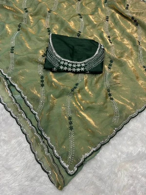 Tremendous_Peach_Sequence_Work_Fandy_Silk_Saree_Pista_Green