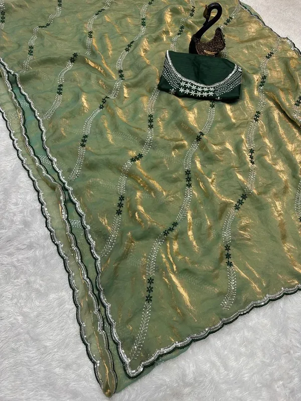 Tremendous_Peach_Sequence_Work_Fandy_Silk_Saree_Pista_Green