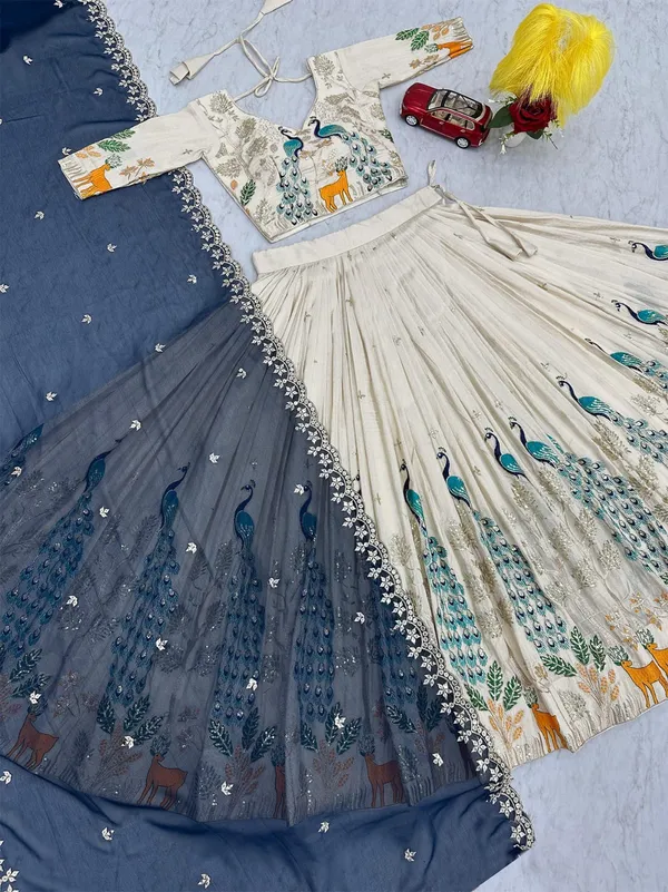Embellished_Semi_Stitched_Lehenga_Choli_White_Lehenga