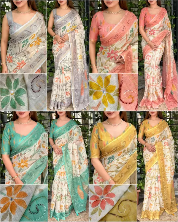 Designer_Print_In_Saree_With_Contrast_Printed_Blouse_Baby_Pink