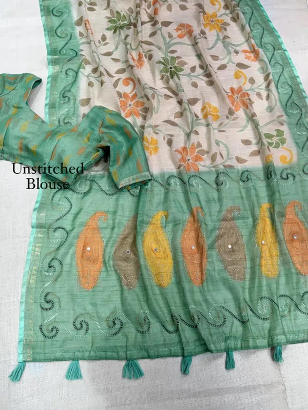 Designer_Print_In_Saree_With_Contrast_Printed_Blouse_Baby_Pink