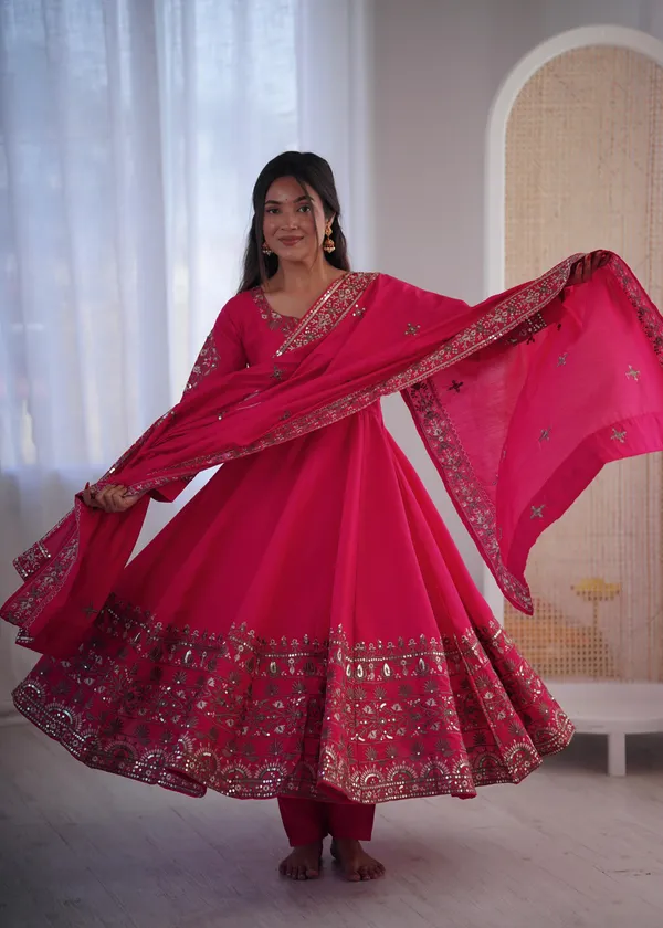 Elegant_Gown_Embroidered_Sequence_Designer_Anarkali_Three_Piece_Set_Pink