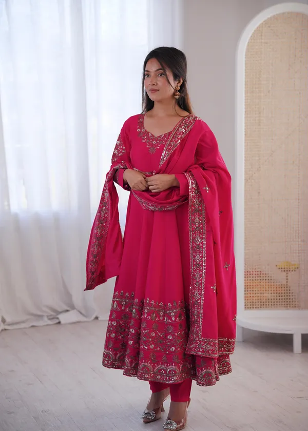 Elegant_Gown_Embroidered_Sequence_Designer_Anarkali_Three_Piece_Set_Pink