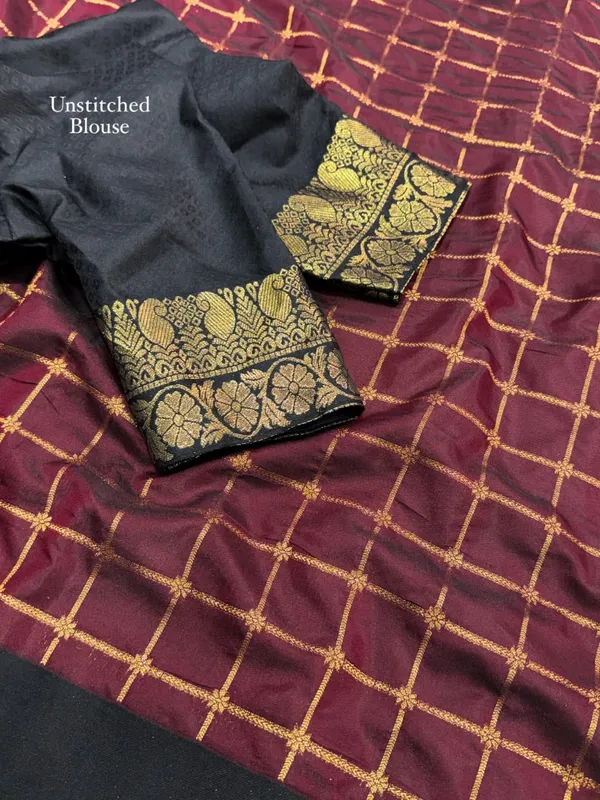 Contrast_Black_Satin_Weaving_Border_In_Full_Saree_Blue