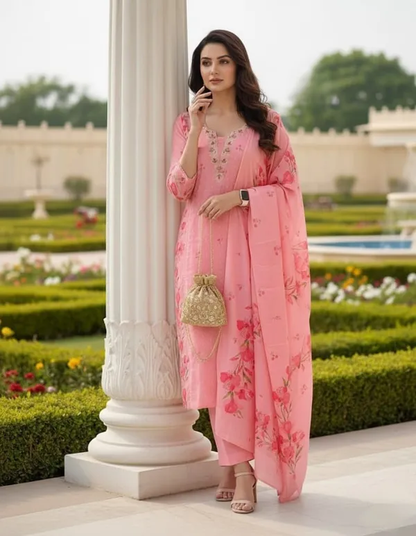 Premium_And_Beautiful_Embroidery_Work_Neckline_Chanderi_Butti_Kurti_Pink