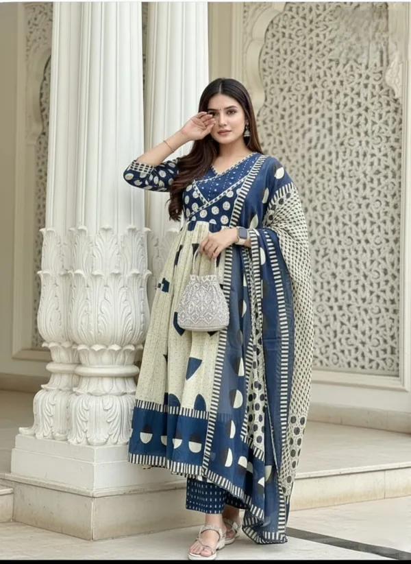 Premium_Cotton_Sequence_Embroidery_Work_Anarkali_Kurti_Set_Blue