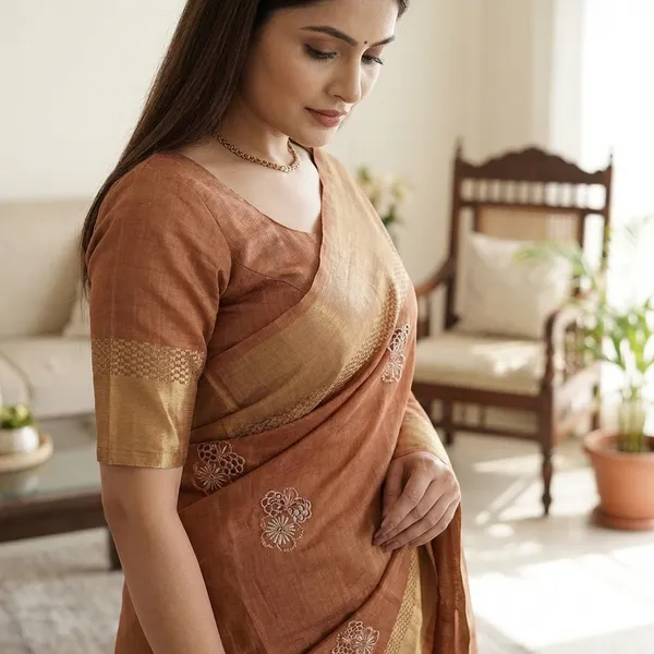 Assam_Silk_Zari_Jacquard_Border_With_Zari_Weaving_Chit_Pallu_With_Running_Blouse_Rust
