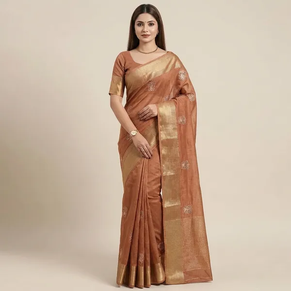 Assam_Silk_Zari_Jacquard_Border_With_Zari_Weaving_Chit_Pallu_With_Running_Blouse_Rust