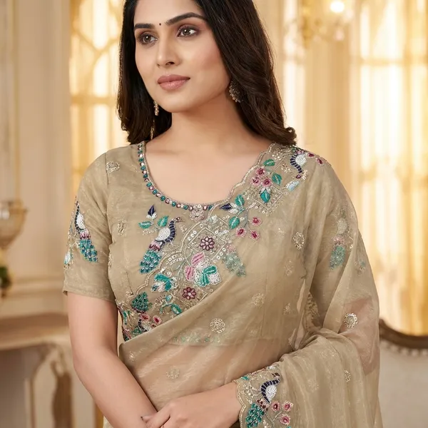 Faguniya_Nc_Simmer_Silk_Sequins_Multi_Thread_Embroidered_Work_Saree_Olive_Gold