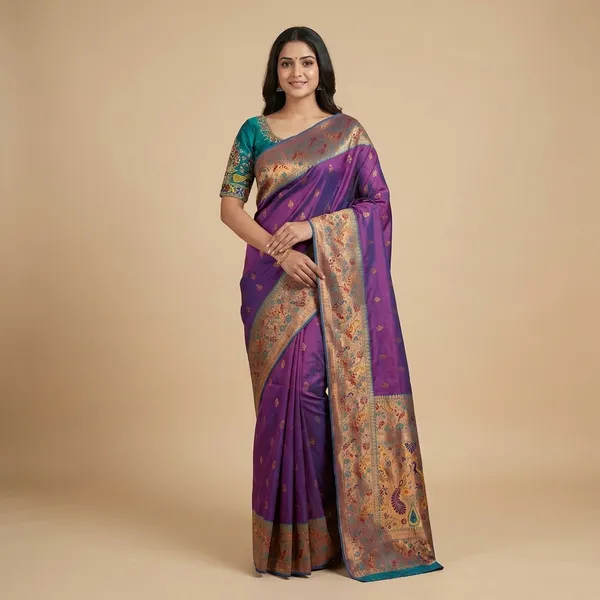 Apsara_Banarasi_Silk_Heavy_Minakari_With_Handwork_Designer_Unstitched_Blouse_Deep_Purple