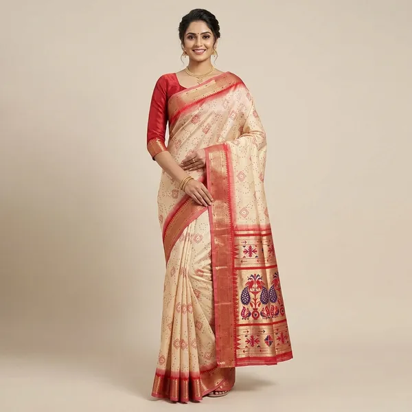 Aarushi_Cotton_Contrast_Thread_Weaving_Bandhej_Jacquard_Rich_Pallu_In_Saree_With_Zari_Weaving_Minakari_Thread_Pattern_Cream