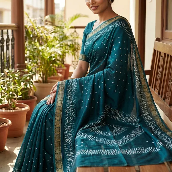 Qalamkari_Soft_Black_Two_Tone_Dola_Silk_Sarees_With_Pen_Kalamkari_Design_Teal