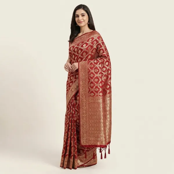 Russian_Cotton_Silk_Weaving_Saree_Jari_Elegant_Weaving_Rich_Pallu_With_Embroidery_Work_Border_Red