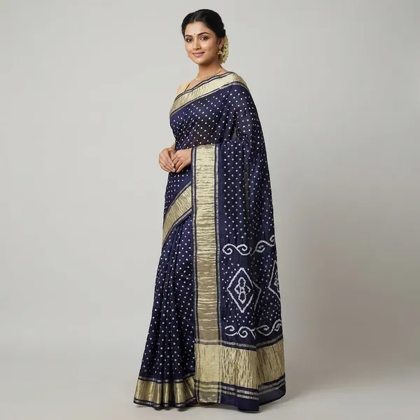 Gaji_Silk_Original_Bandhani_Saree_With_Pure_Lagadi_Patta_Black