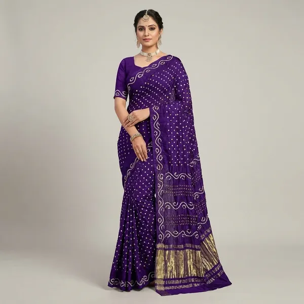 Gaji_Silk_Original_Bandhani_Saree_With_Pure_Lagadi_Patta_Deep_Purple