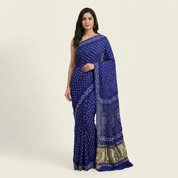 Gaji_Silk_Original_Bandhani_Saree_With_Pure_Lagadi_Patta_Blue
