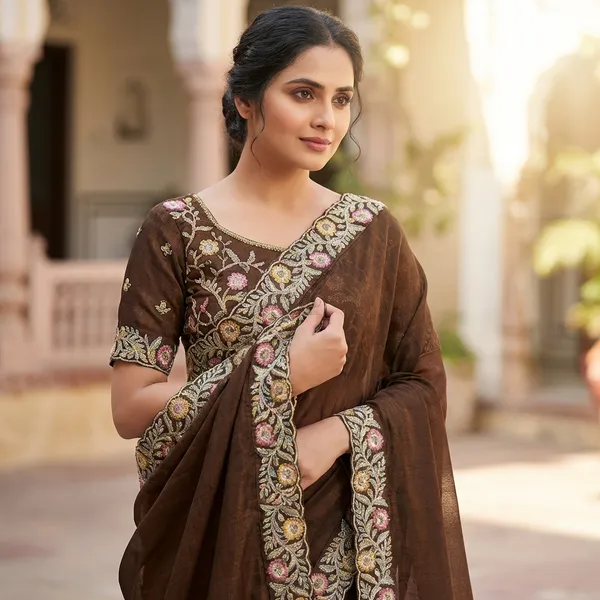 Fandy_Satin_Saree_With_Intricate_Zari_And_Swarovski_Handwork_Brown