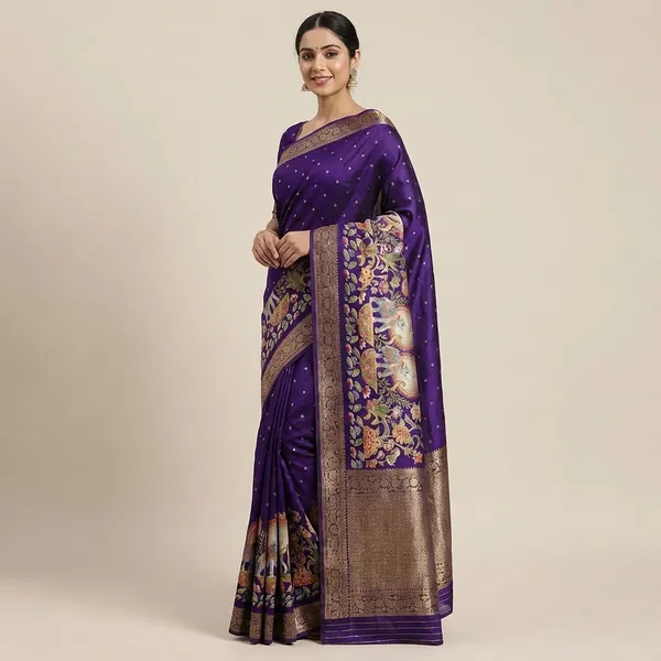 Mysore_Ajarakh_Crepe_Silk_Uniform_Saree_With_Meenakari_Elephant_Motifs_Deep_Purple