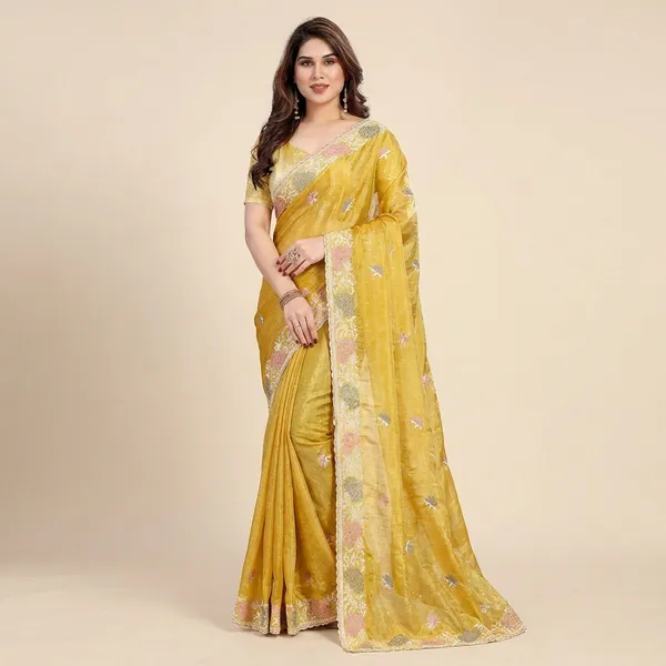 Party_Wear_Soft_Fendy_Chiffon_Silk_Saree_Yellow
