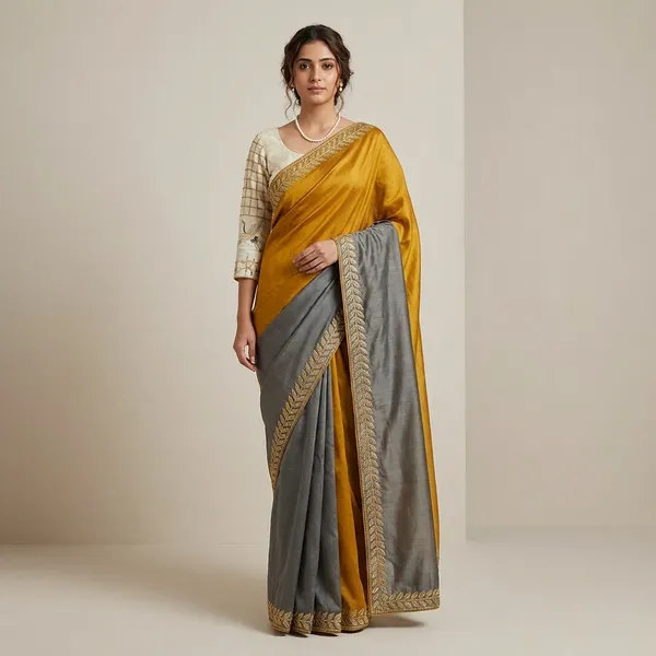 Flamingo_Tussar_Silk_Saree_With_Shaded_Digital_Print_Thread_Feather_Embroidery_Yellow