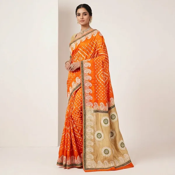 Gaji_Silk_Original_Bandhani_With_Gota_Pati_Work_Saree_Gold
