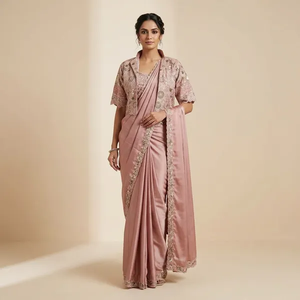 Premium_Ready_To_Wear_Saree_Expertly_Tailored_With_Precise_Plats_And_A_Refined_Finish_With_Koti_Jacket_Dusty_Pink