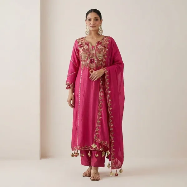 Women_Pure_Viscose_Chanderi_Silk_Kurta_Sets_Pink