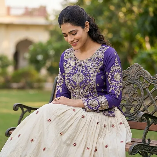 Pure_Tissue_Silk_Embroidered_Lehenga_Choli_Set_Blue