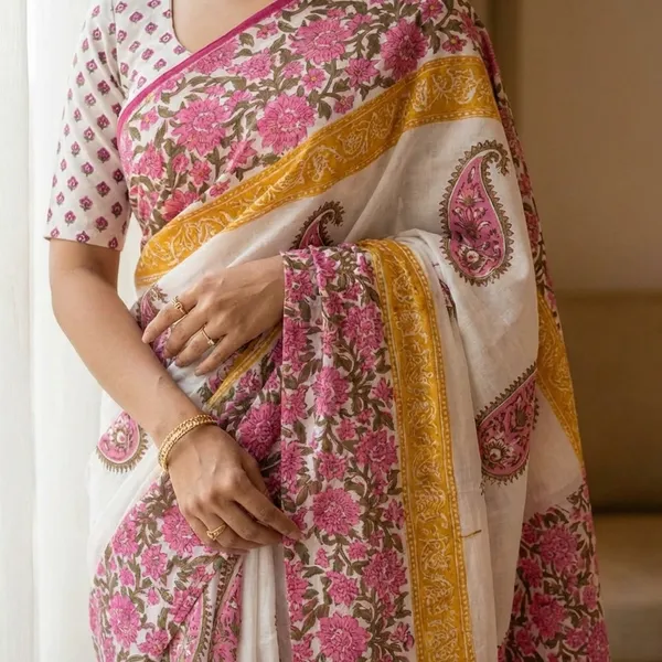 Rajeshtani_Hand_Block_Printed_Design_Lunching_Off_White