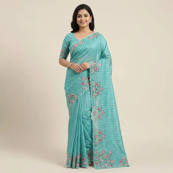 Embroidered_Work_With_Cutwork_Aqua_Blue