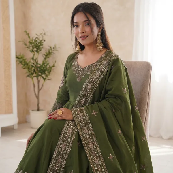 Elegant_Gown_Embroidered_Sequence_Designer_Anarkali_Three_Piece_Set_Mehandi