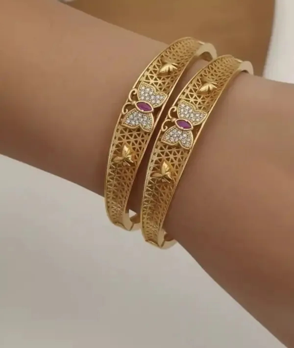 Gold-Plated_Floral_Design_Bangles_With_Stone_Detailing_(Set_Of_2)