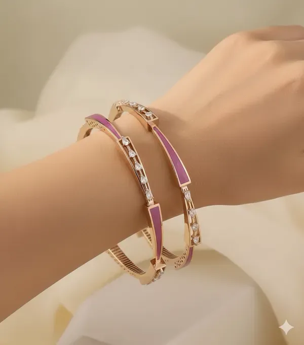 Elegant_Purple_Enamel_Bracelet_Set_-_Gold_Plated_Bangles_For_Women