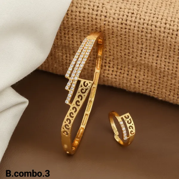 Gold-Plated_Bracelet_And_Ring_Combo_Set_With_Cz_Stones