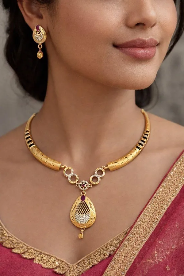 Elegant_Gold-Plated_Ruby_Studded_Necklace_Set_With_Matching_Earrings