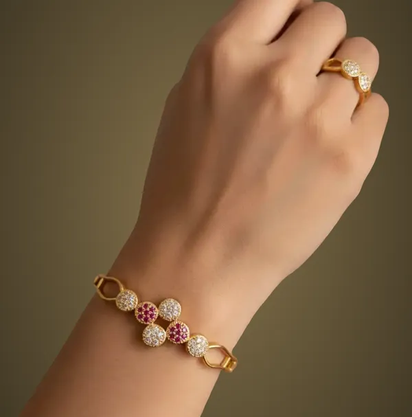 Elegant_Floral_Crystal_Bracelet_With_Matching_Butterfly_Ring_-_Gold_Plated_Jewelry_Set