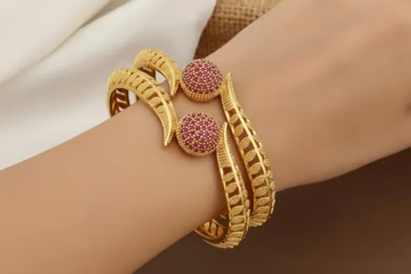 Gold-Toned_Pink_Stone_Studded_Bangles_Set_Of_2