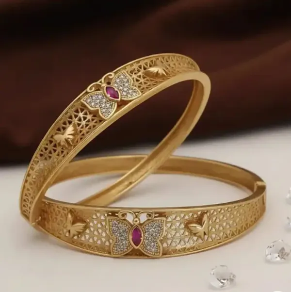 Gold-Plated_Floral_Design_Bangles_With_Stone_Detailing_(Set_Of_2)